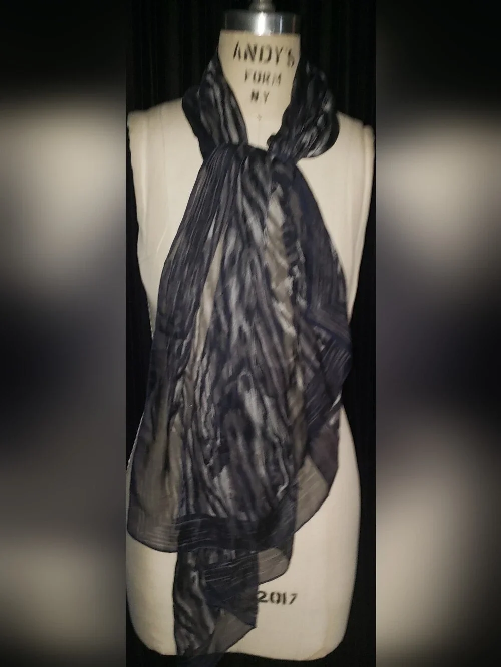 Fendi 100% Silk Zebra Black White Stripe Large Scarf Made In Italy 68 X 26